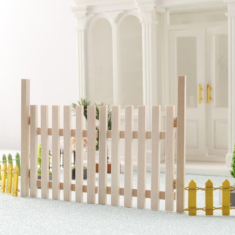 1Set Unpainted Rustic Fairy Garden Door 1/12 Scale Dollhouse Fence Mini Wooden Gate Wood Craft Scene Model Kids Pretend Play Toy