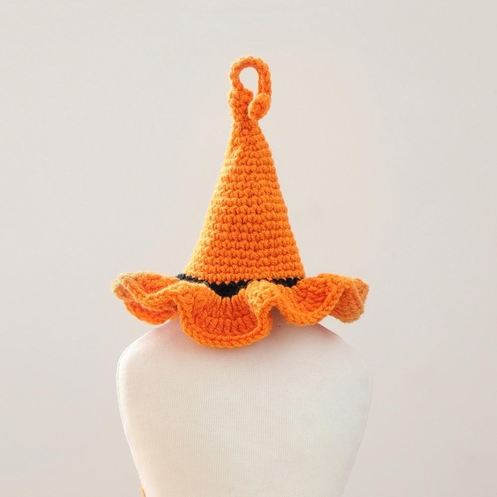 Mini Woven Pets Wizard Hat Pumpkin Halloween Cat Headgear Creative Halloween Dog Hat  Cosplay