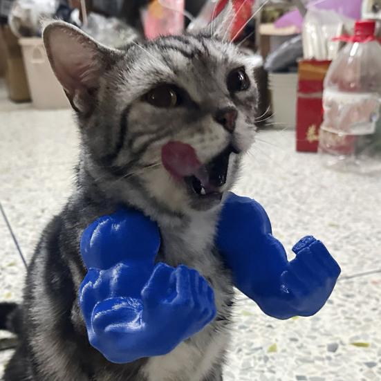 Cat Muscle Arm Costume Funny Cat Neck Arm with Muscle 3D Printed Cat Arm Prop for Parties Photos Entertainment