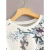 2025 Rundhals Überschnittene Schultern Pflanzen Floral Bedrucktes Sweatshirt Top Neuer Stil Langarm Leicht