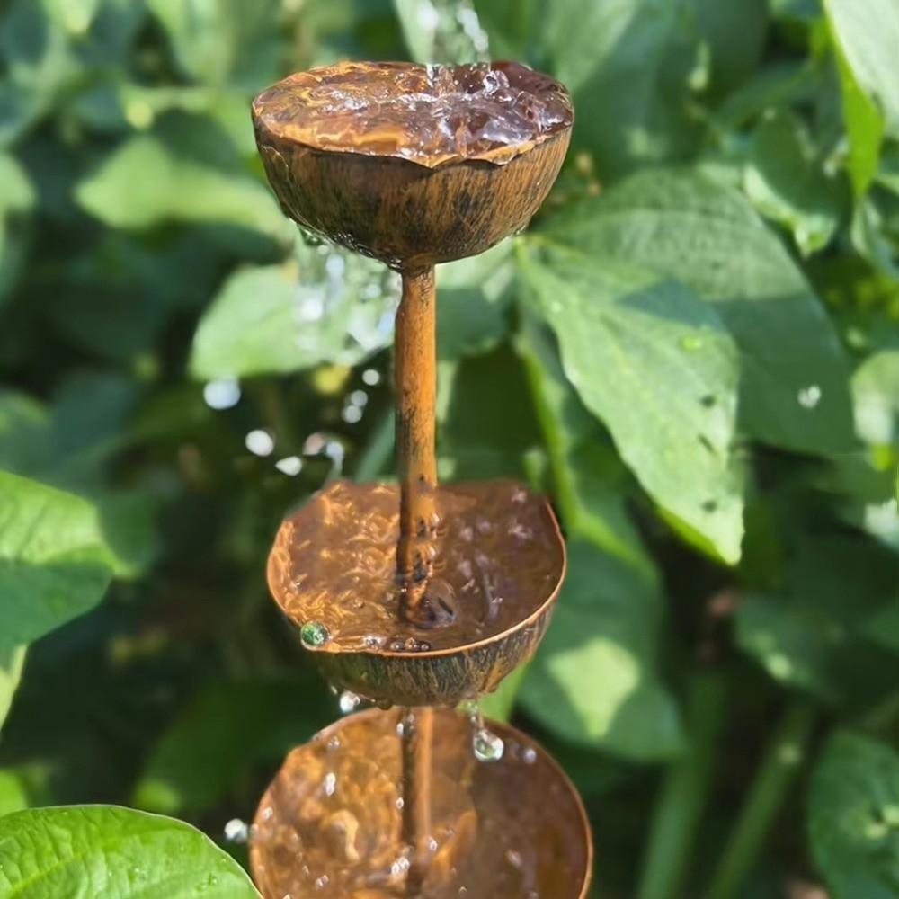 Rusted Bird Water Dispenser Vintage Iron Garden Rain Catcher Bird Feeding Station  Patio Backyard