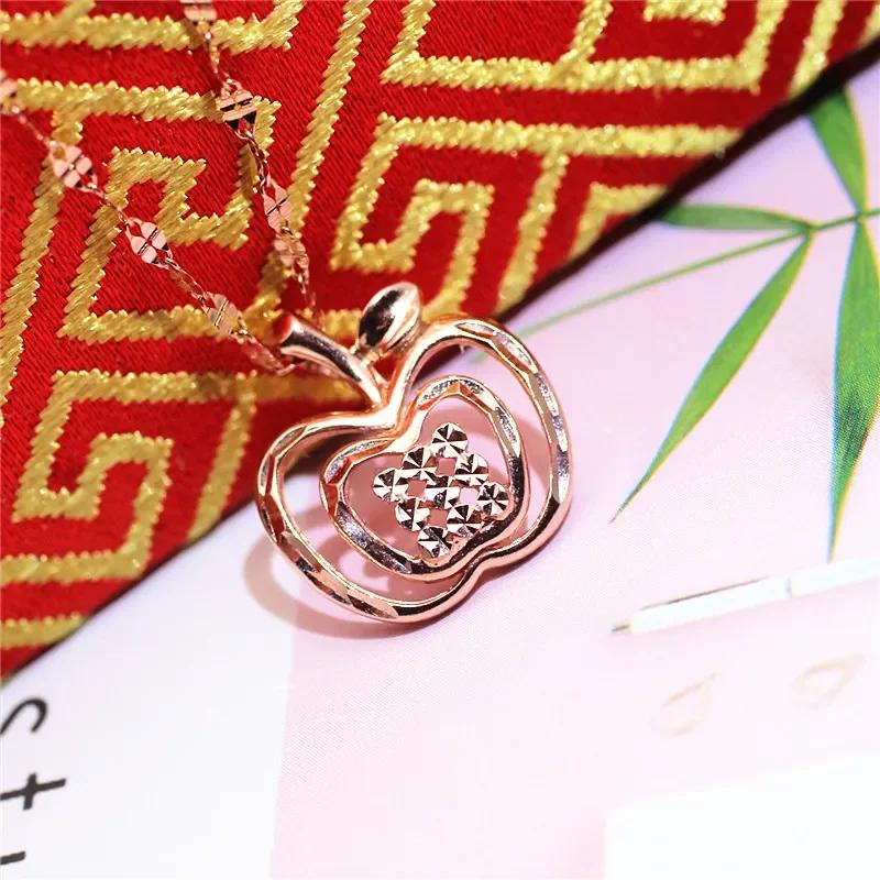 Klassische glänzende Apple Halskette für Frauen Mode Hohl Handwerk Exquisit Kupferplattiertes Roségold Party Zirkon