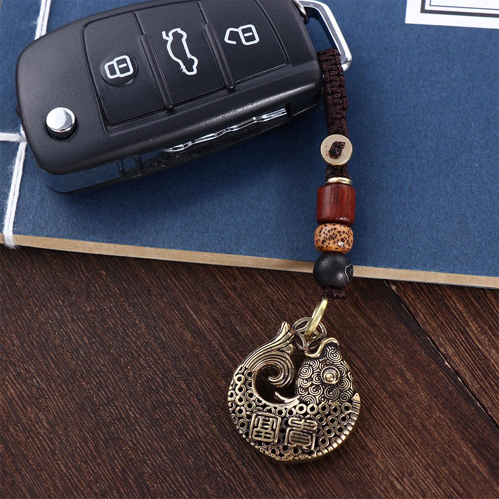 Accessories Car Accessories Tibetan Buddhism Lucky Fish Car Key Chain Brass Key Rings Keyfob