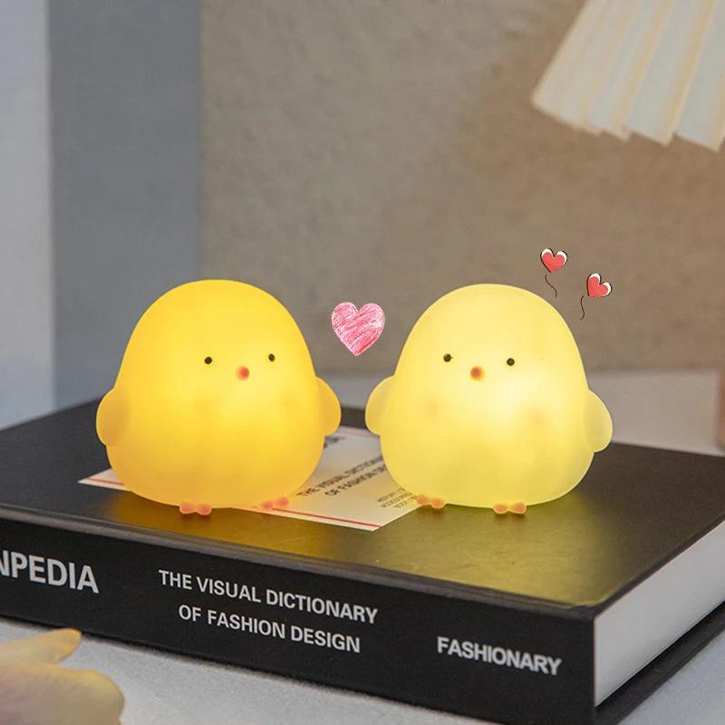 Cute Chick Night Light Soft Warm Glow Bedside Sleeping Lamp Lovely Cartoon Room Decor Perfect Birthday Christmas Holiday Gift