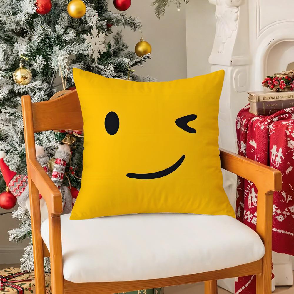 Funny And Quirky Personalized Emojis Pillow Case Comfort Sofa Bed Silky Elegant Invisible Zipper Decorative Cushion Cover