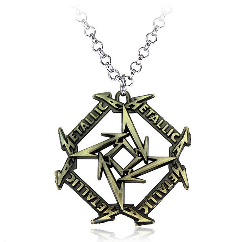 

Metallica Necklace With Vintage Punk Alloy Pendant For Gift Travel Souvenir бронзовий