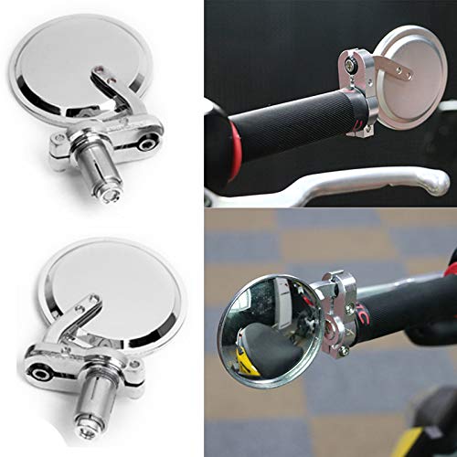 Bar End Mirror 22mm Aluminum Round Plated Left and Right