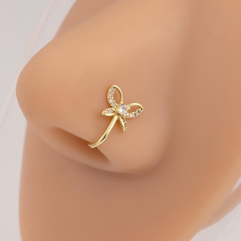 No Perforation Nose Ring Simple Gold Silver U-Shaped Nose Clip Butterfly Love Snowflake Diamond Nose Decoration Cartilage Clip