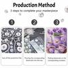 Purple Flower Teapot Cups Pearl Painting Set Pearl Art DIY Handmade Crafts Home Wall Decoration