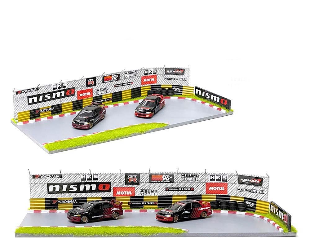 MiJo TOYS EXCLUSIVE AMERICAN DIORAMA-164 RACETRACK W/AUTO WORLD (YOKOHAMA, NISMO) SITICKERS белый