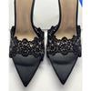 Soleist Elegant Women's Gold Lace Pumps | Pointed Toe Slip On High Heel Mules | Fashion Stiletto Shoes for Party Wedding