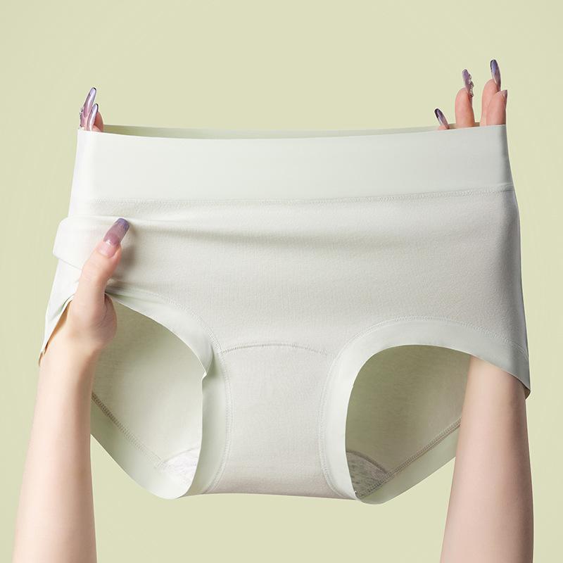 Women High Waist Pure Cotton Antibacterial Crotch Plus Size Solid Triangle Panties