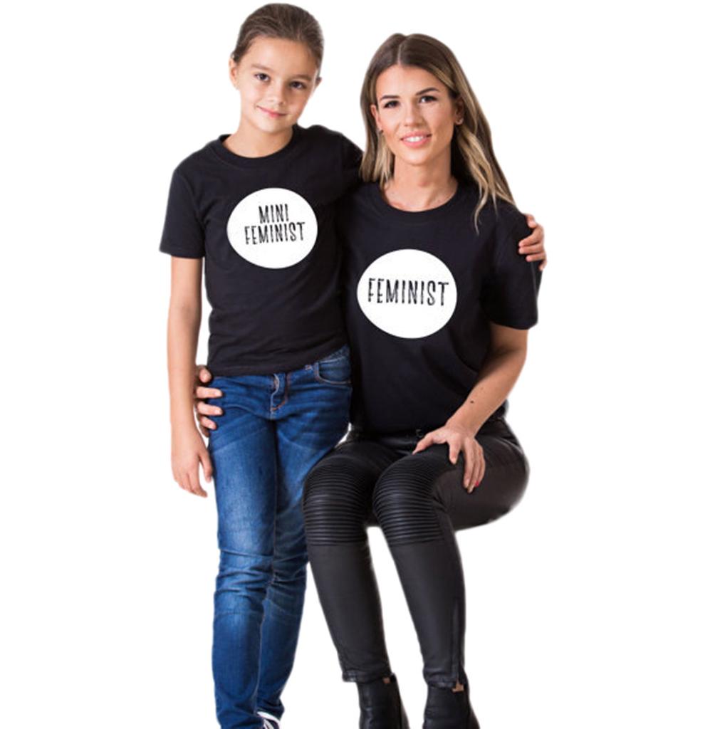 Mommy And Me Child Girl Pattern T-shirt 