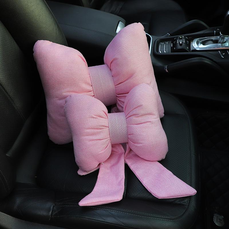 Creative Bowknot Shape Car Neck Pillow Female Cute Car Seat Headrest Support Waist Pillows Sofa Auto Interior Ornaments