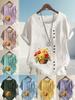 T-shirt d'été décontracté pour femme, imprimé floral multicolore, col rond, manches courtes, en coton et lin, avec graphique, haut ample pour les loisirs