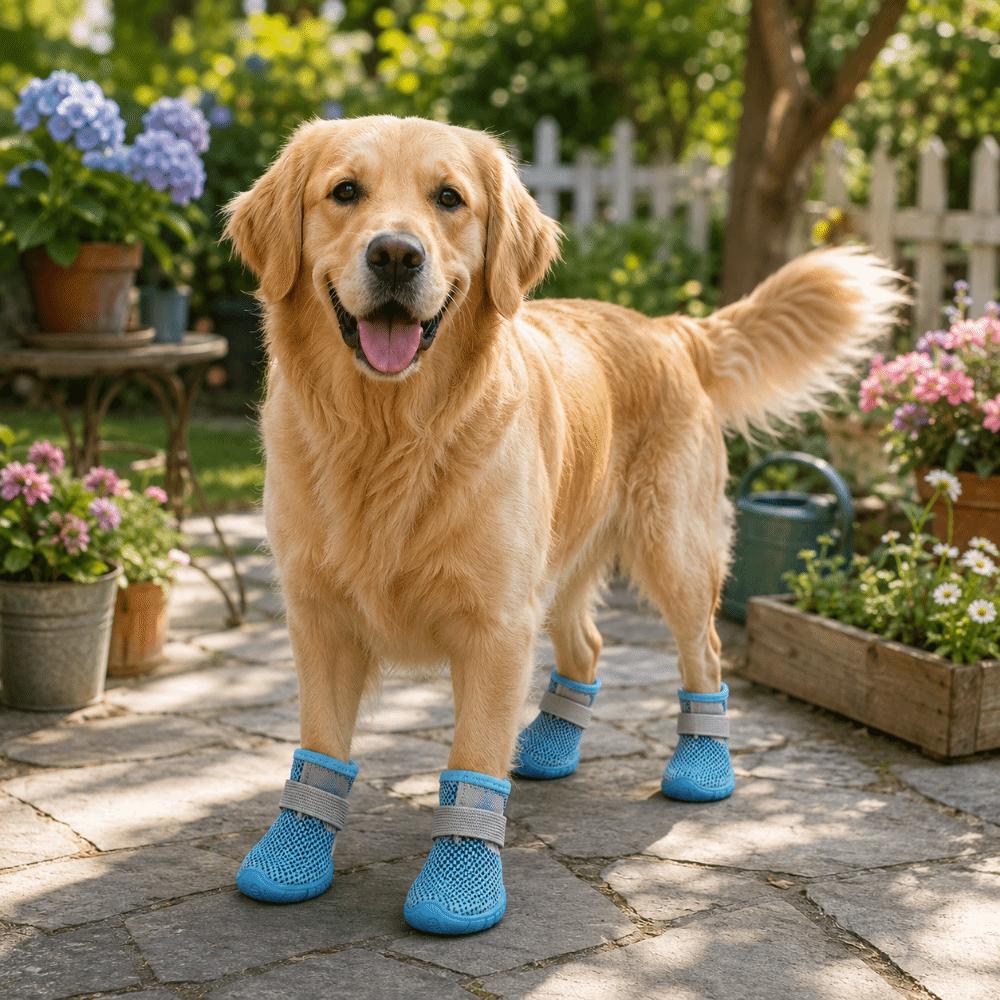 Breathable Dog Mesh Shoes Soft Summer Dog Shoes Anti Slip Dog Shoes for 4PCS/SET Spring Summer