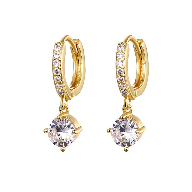 CRMYA Vintage Piercing Ear CZ Zircon Cross Earring Gold Silver Filled Drop Earrings For Women Hoop Earings Jewelry Wholesale