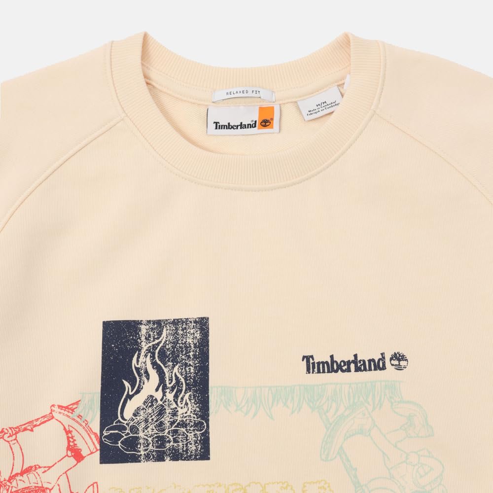 Timberland Graphic Crew Neck Sweatshirt, Unisex, White Smoke, Size S (TB0A2R18V041)