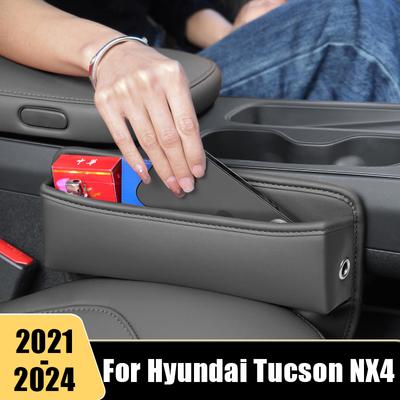 Kožená úložná krabička do štěrbiny autosedačky pro Hyundai Tucson NX4 2024 Držák na telefon a karty Kapsa Organizér Příslušenství