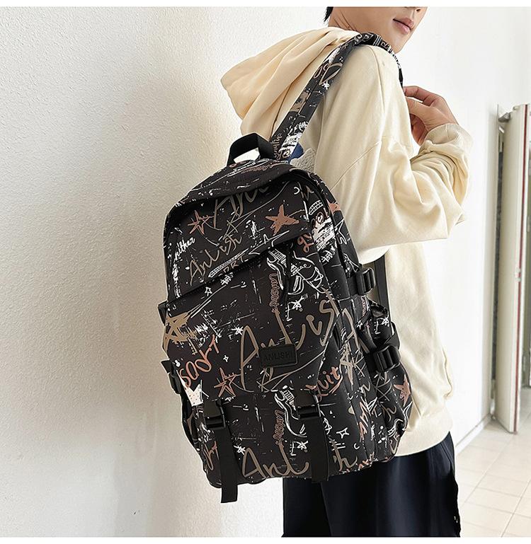 Schoolbag Trend Ins Backpack School Bag Casual Large Capacity Backpack Men's Trendy Brand Junior High School Students College Students Leisure Travel