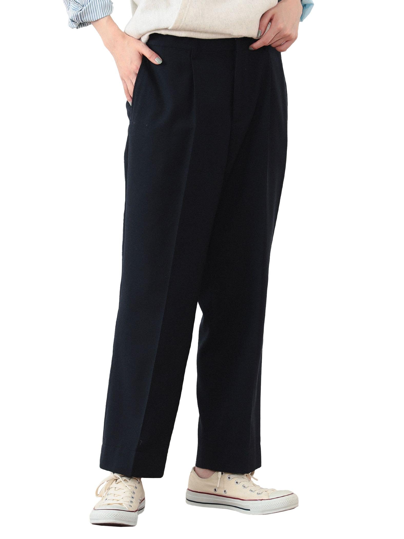 

Slacks Polyester Wool Cinch Back Slacks NAVY 0 13230124803 [BEAMS BOY] Women s Темно-синій