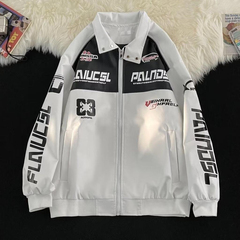 Hip-hop American stand-up collar jacket trendy brand autumn and winter street fried street locomotive leather jacket men's and women's ruffian hands
