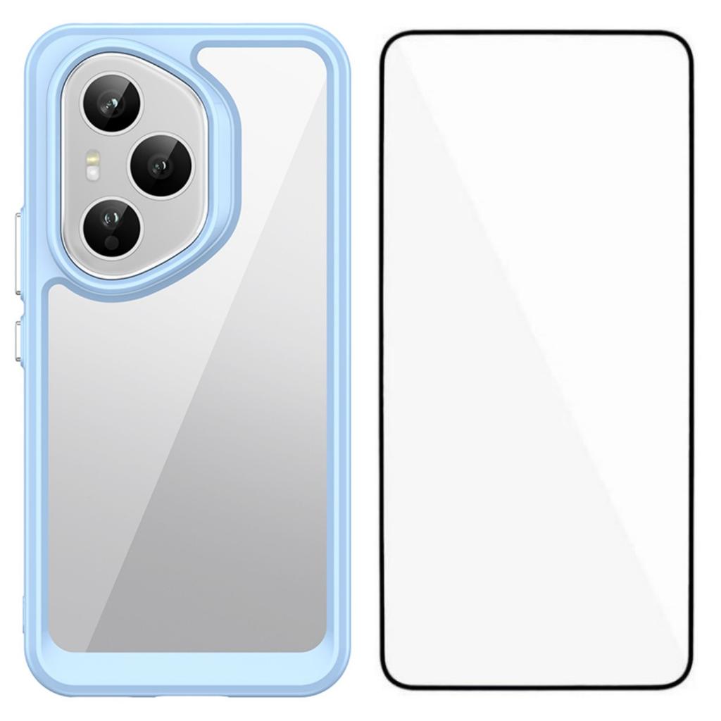 For Honor 400 Pro 5G (Global) Phone Case WANLONFENG XC Series TPU Acrylic Cover with Tempered Glass (Big Lens Hole)