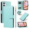 For iPhone 16 Plus Case Wallet Rhombus Leather Handbag Phone Cover with Shoulder Lanyard