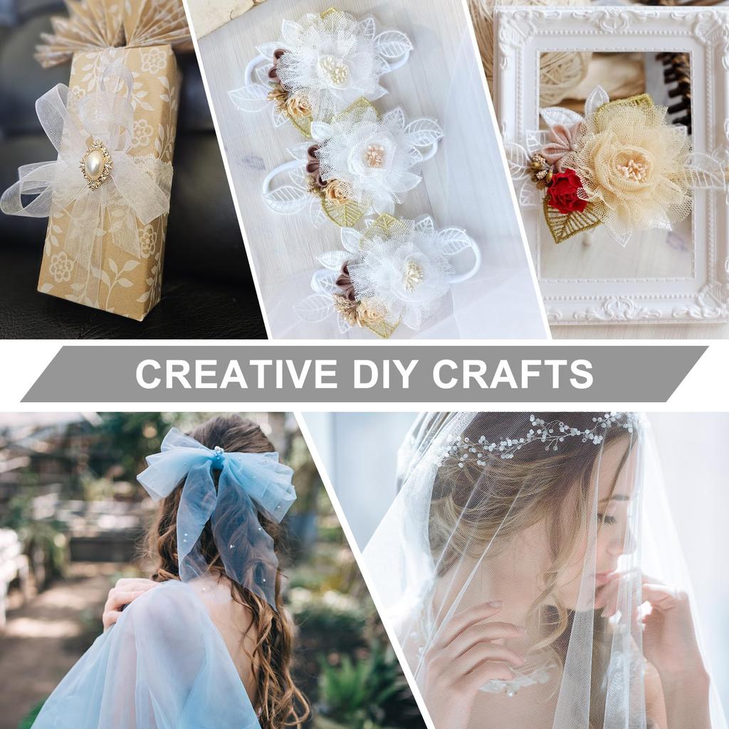 PATIKIL Tulle Fabric x 40 Fabric Tulle Ribbon Net DIY Wedding Party Pom Pom Table Gift Pink Roll, 54" Yards, Spool, Bolt, Crafts, Decorations, Skirt,