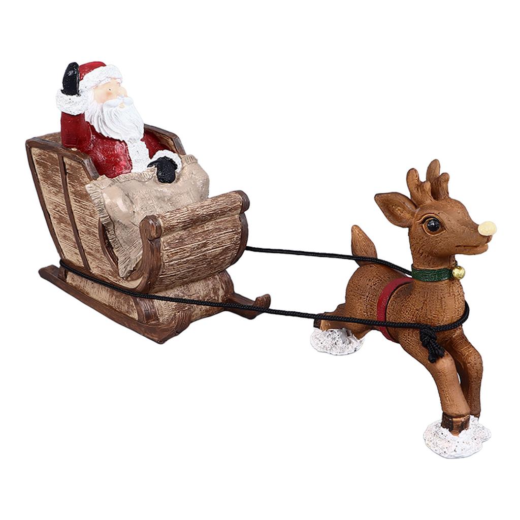 Christmas Aquarium Decoration Resin Father Christmas Reindeer Sleigh Ornament Decorative Fish Tank