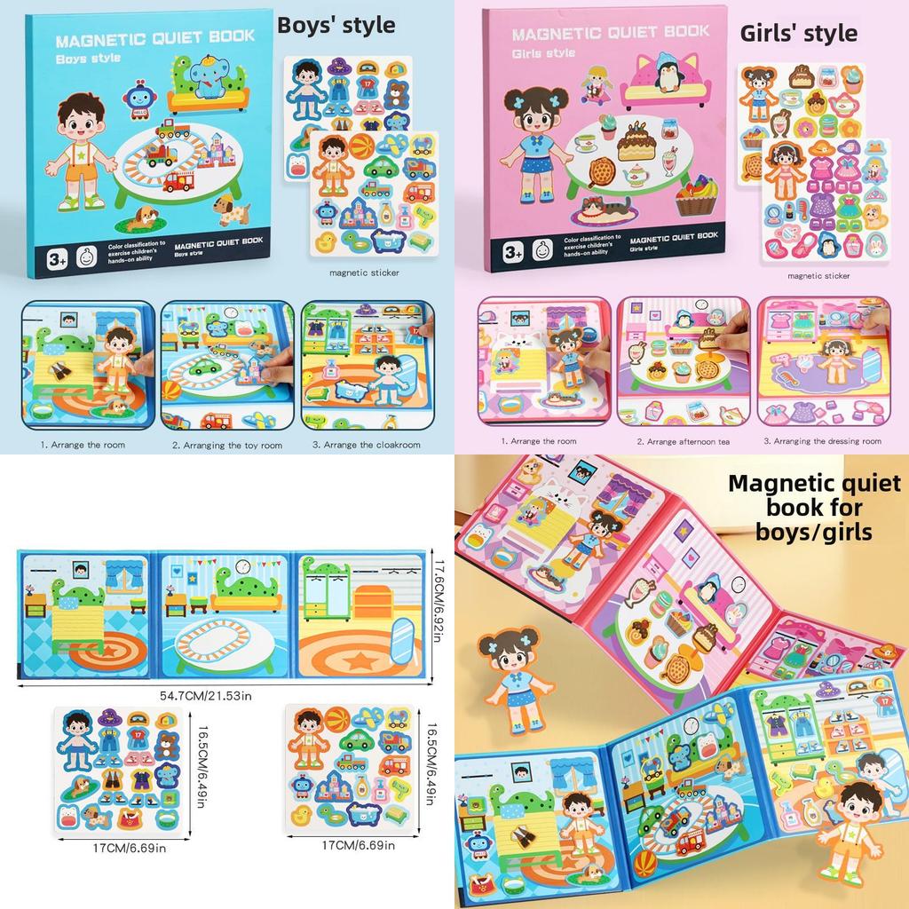 Wooden Kids Magnetic Puzzle Book For Girls And Boys With Hand Tear Silhouette Design For Preschool