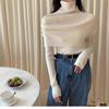 Core-spun Yarn Washing Water, French Temperament Shawl Sweater Two-piece Set, Women's Turtleneck Stacked Cape U-neck Shirt Set