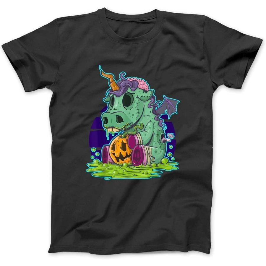 Zombie Unicorn Halloween Costume Ghost-Mummy T-Shirt Sweatshirt Hoodie Tanktop for Men Women Kids Black S
