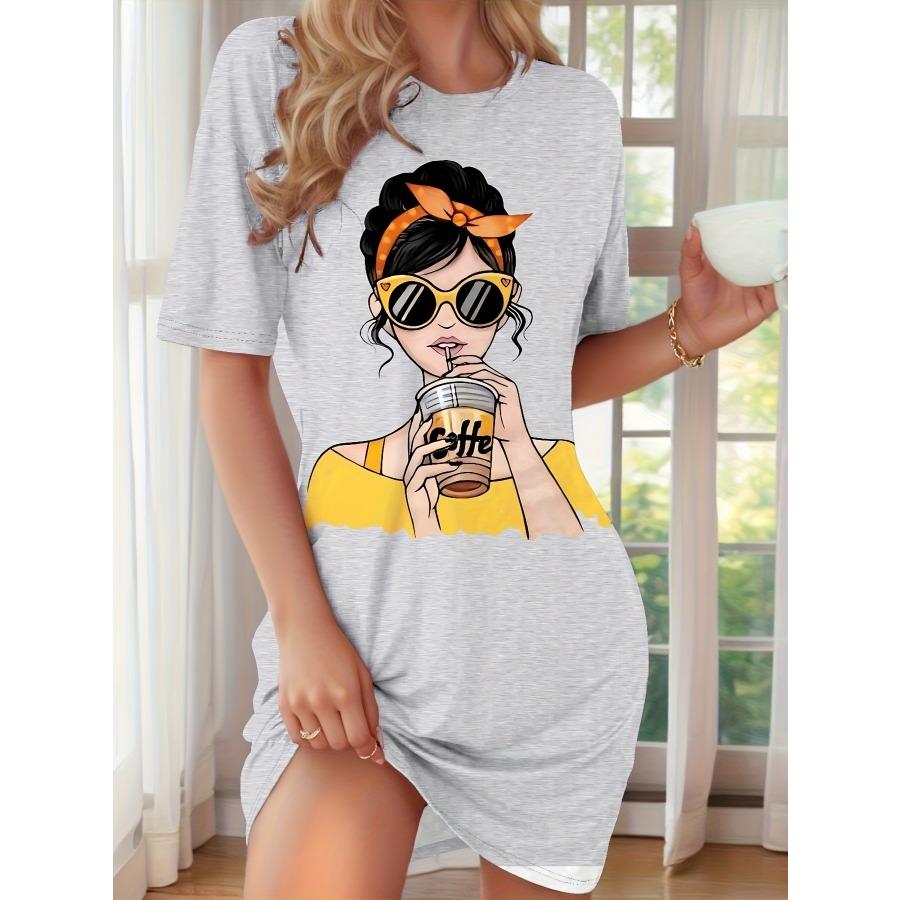 New Letter Printing Casual Versatile Fashion Trend High Quality Lightweight Medium and Long Dress