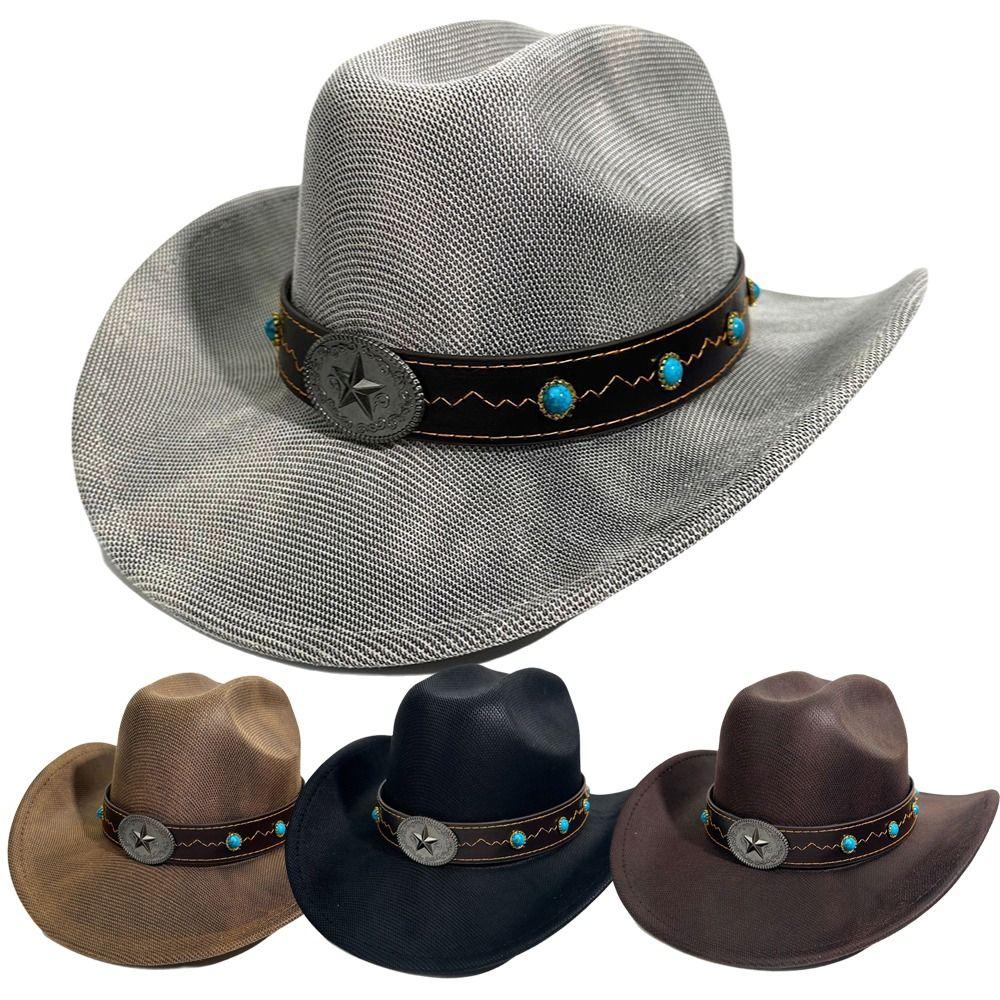 Ethnic Western Cowboy Hat Curved Brim Jazz Fedora Hats New Top Hat Women Men