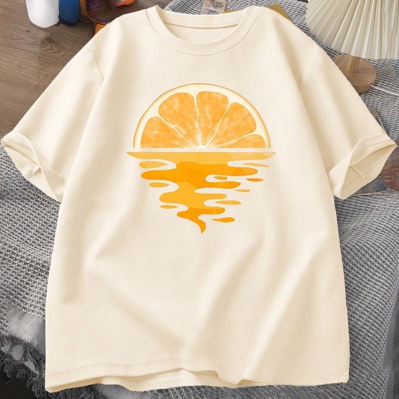 Orange Fruit T Shirt Fruit Lover Party Tee Shirt Casual Unisex WOMEN Cotton Short Sleeve Unisexs Designer Clothes Streetwear Tees Tops