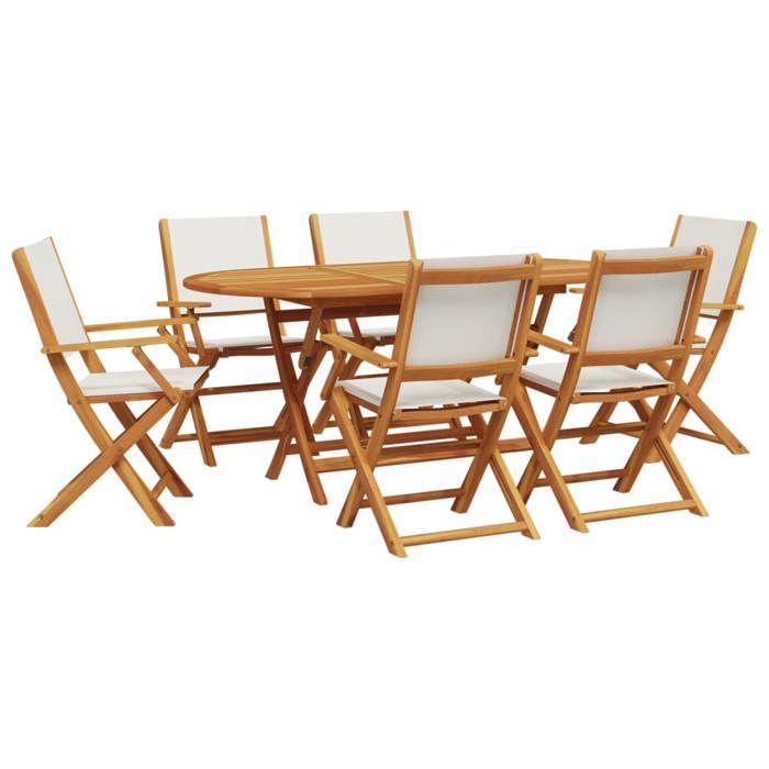 VidaXL 7-piece Garden Dining Set Cream White Fabric Solid Wood, Outdoor Dining Set, Room Furniture 3281712