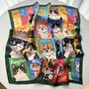 Écharpe Carrée en Soie Imitation pour Femmes Motif Animal Chat Accessoires de Mode Bandeau Foulard Bandana Tour de Cou