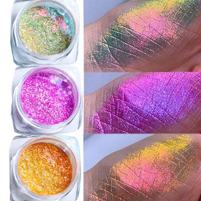 1jar Multichrome Chameleon Nail Art Glitter Powder Highlight Eyeshadow Pigment Holographic Reflective Glitter Dust for Manicure