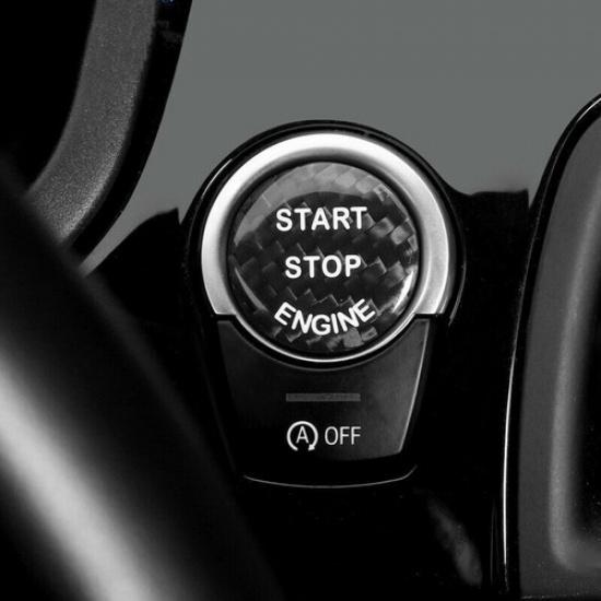 Gloss Black Carbon Fiber Car Engine Start Button Cover Sticker For BMW F30 2016