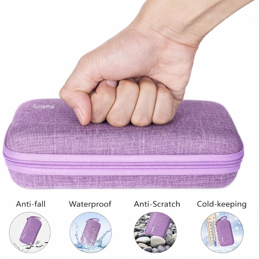 Gosemai Insulin Cooler Travel Case with 2 Ice Packs TSA Approved Hard Shell Diabetic Medication Bag for Insulin Pens Syringes and Tablets Compati