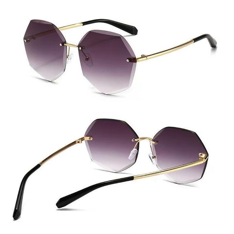 Punk Gradient Sunglasses Frameless Large Frame Beach Sun Glasses Travel Accessories Driving Glasses for Women Man