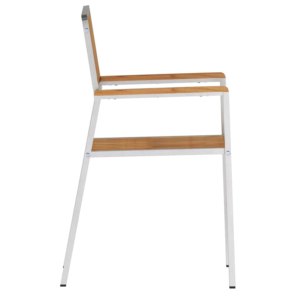 Garden Chair 2 Pcs Solid Teak Wood and Stainless Steel