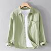 2025 New Spring and Autumn Simple Solid Color Lapel Men's Shirt Korean Casual Men's Long-sleeved Inch Jacket Men