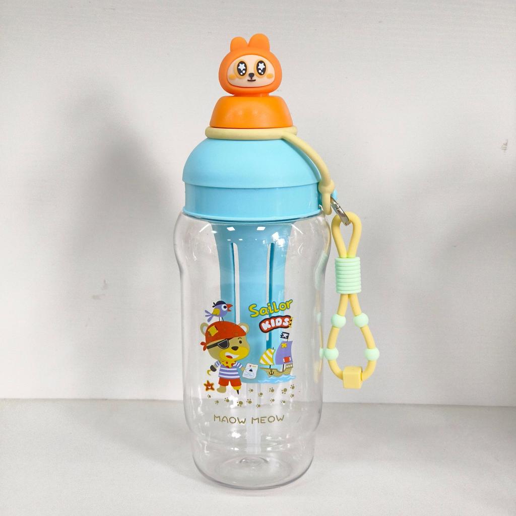 Water bottle cartoon children's plastic cup outdoor portable cup large capacity tea separation tea cup high value straw cup