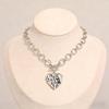 Elegant Peach Heart Hammered Necklace - Women's Clavicle Chain for Daily Wear