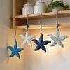 Mediterranean Wooden Starfish Wall Hanging, 40cm Nautical Coastal Decor With Jute Rope, 4 Colors Beach Themed Ornament For Home Bedroom