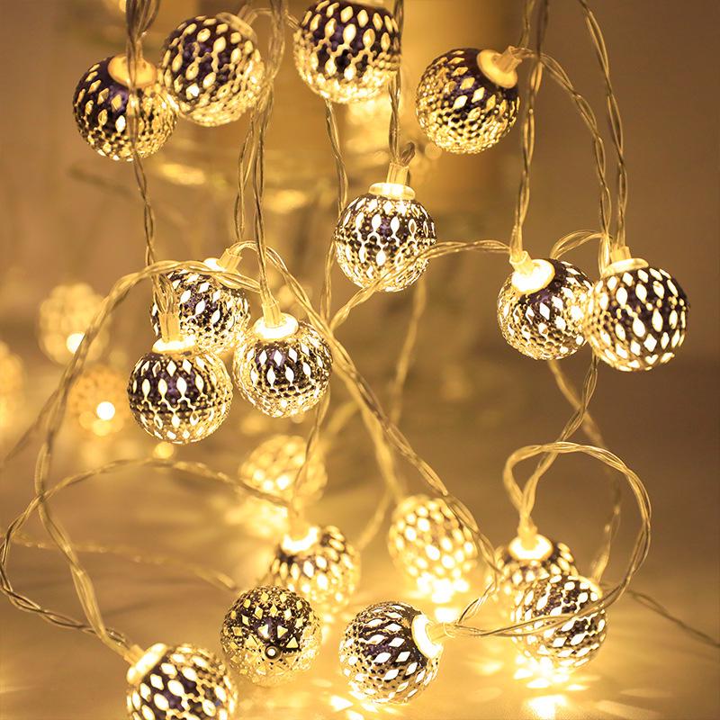 Solar USB Moroccan Wrought Iron LED String Lights - Wedding & Holiday Decor