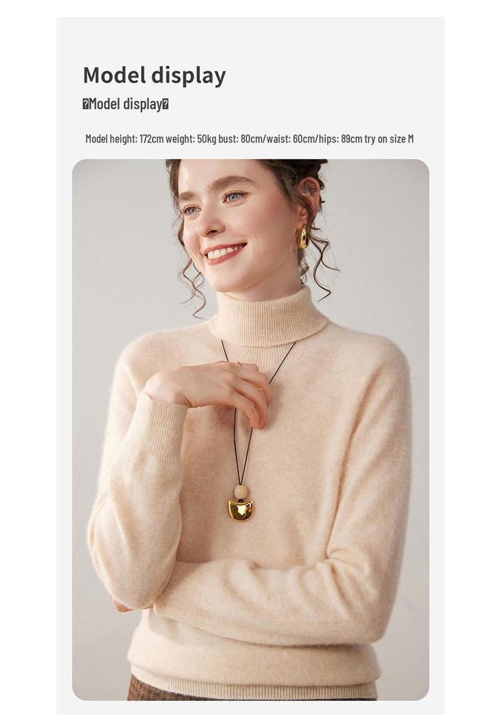 High Neck Cashmere Loose Knit Sweater for Women