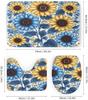 Bathroom Curtain And Rug Set, Sunflower Pattern Printed On Shower Curtain And Bath Mat Set, Designed For Farmhouse Contemporary